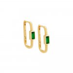 Colored Bezel Baguette Oval Huggie Earring