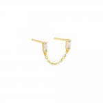 Double Baguette Chain Stud Earring