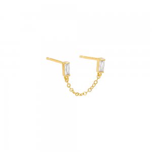 Double Baguette Chain Stud Earring