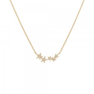 Diamond Pave Multi Star Pendant Necklace 14K