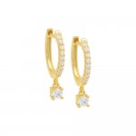 Pave Dangling Solitaire Huggie Earring