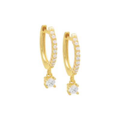 Pave Dangling Solitaire Huggie Earring