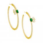 Colored Accented Tennis Hoop Earring