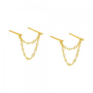 Dainty Double Chain Stud Earring