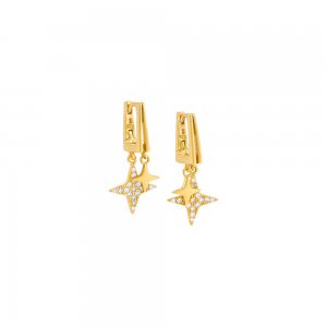 Double Dangling North Star Huggie Earring