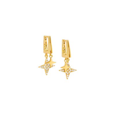 Double Dangling North Star Huggie Earring