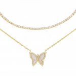 The Thin Tennis \u0026 Butterfly Necklace Combo Set