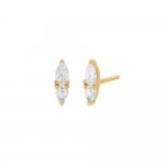 Double Diamond Stud Earring 14K