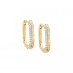 Rounded Pave Oval Huggie Earring