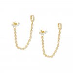 Scattered CZ Chain Stud \u0026 Huggie Earring