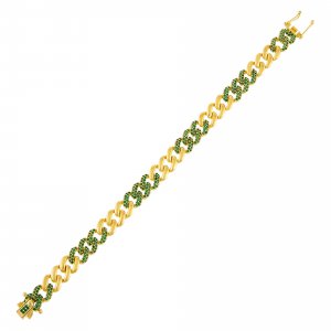 Pave Emerald Green Chain Link Bracelet