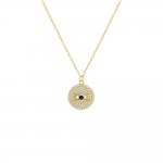 Pave Evil Eye Coin Necklace