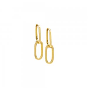 Solid Double U-Shape Drop Link Huggie Earring