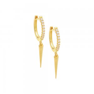 Pave Dangling Spike Huggie Earring