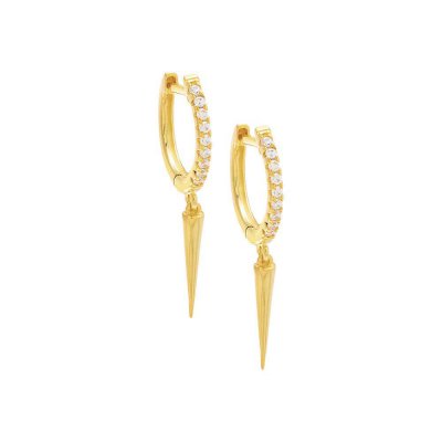 Pave Dangling Spike Huggie Earring