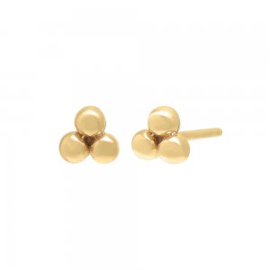 Petite Trio Cluster Bead Stud Earring 14K