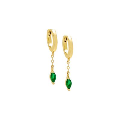 Colored Marquise Dangling Chain Huggie Earring