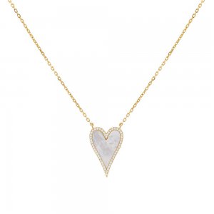 Elongated Pave Heart Necklace