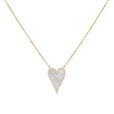 Elongated Pave Heart Necklace