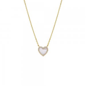 Colored Stone Pave Heart Necklace