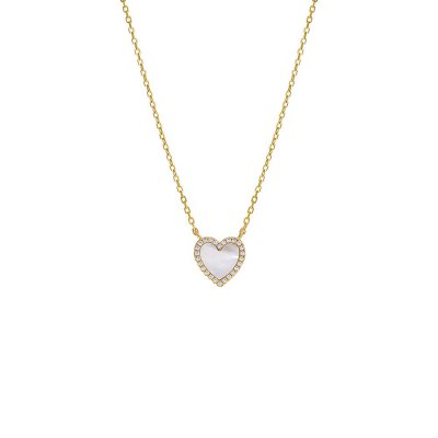 Colored Stone Pave Heart Necklace