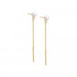 Pearl Chain Bar Drop Stud Earring