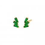 Colored Triple Baguette Stud Earring