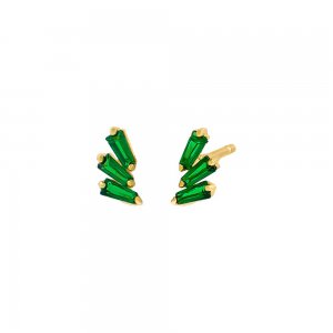 Colored Triple Baguette Stud Earring