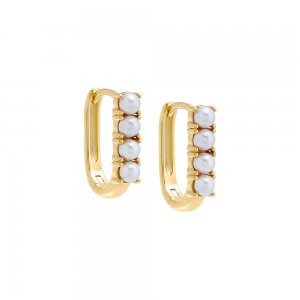 Pearl Oval Huggie Earring