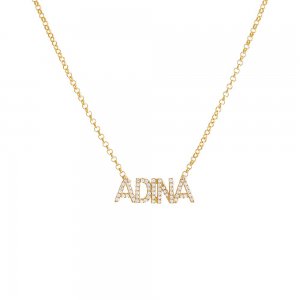 Pave Block Nameplate Chain Necklace