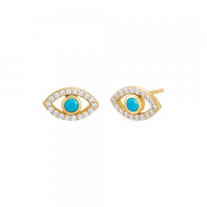 Colored Cutout Evil Eye Stud Earring