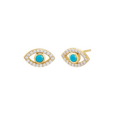 Colored Cutout Evil Eye Stud Earring