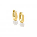 Dangling Pearl Oval Huggie Earring