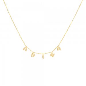 Solid Bubble Letter Dangling Name Necklace