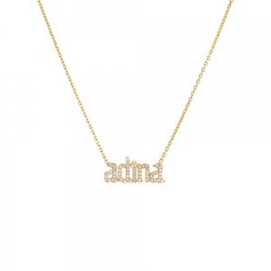 Pave Gothic Nameplate Chain Necklace