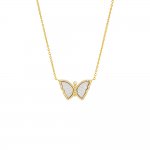 Pave Butterfly Colored Stone Necklace