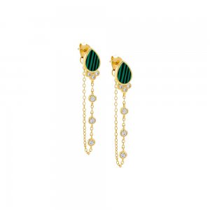 Colored Stone Front Back Drop Stud Earring