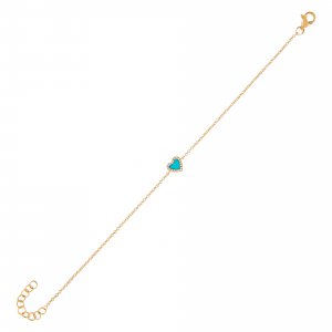 Diamond Colored Heart Bracelet 14K