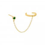 Bezel Chain Stud Ear Cuff