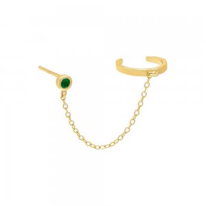 Bezel Chain Stud Ear Cuff