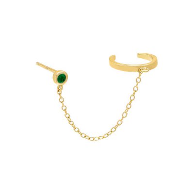 Bezel Chain Stud Ear Cuff