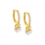 Pave Pearl Shaker Huggie Earring