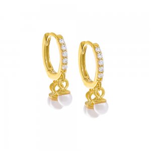 Pave Pearl Shaker Huggie Earring