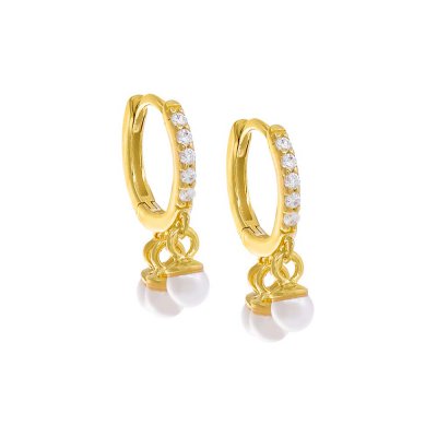 Pave Pearl Shaker Huggie Earring