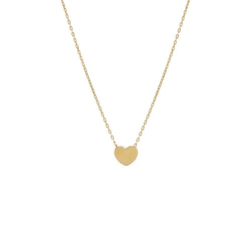 Solid Heart Necklace 14K