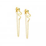 CZ Snake Front Back Chain Stud Earring