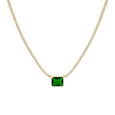 Emerald Baguette Tennis Necklace