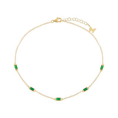 Emerald Baguette Anklet