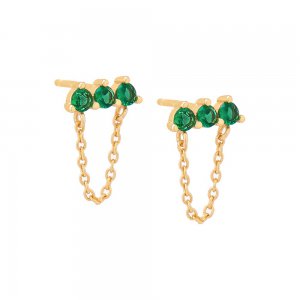 3 Prong Bar Chain Stud Earring