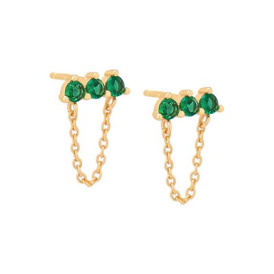 3 Prong Bar Chain Stud Earring